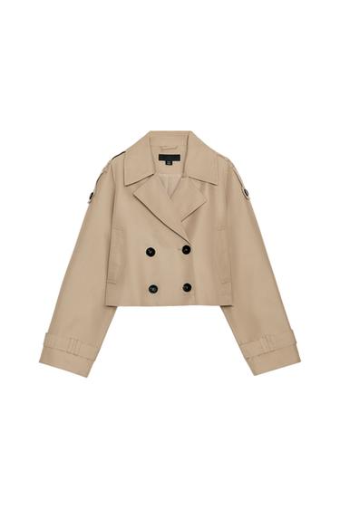 Zara 短版風衣(雙排扣) - 焦糖色