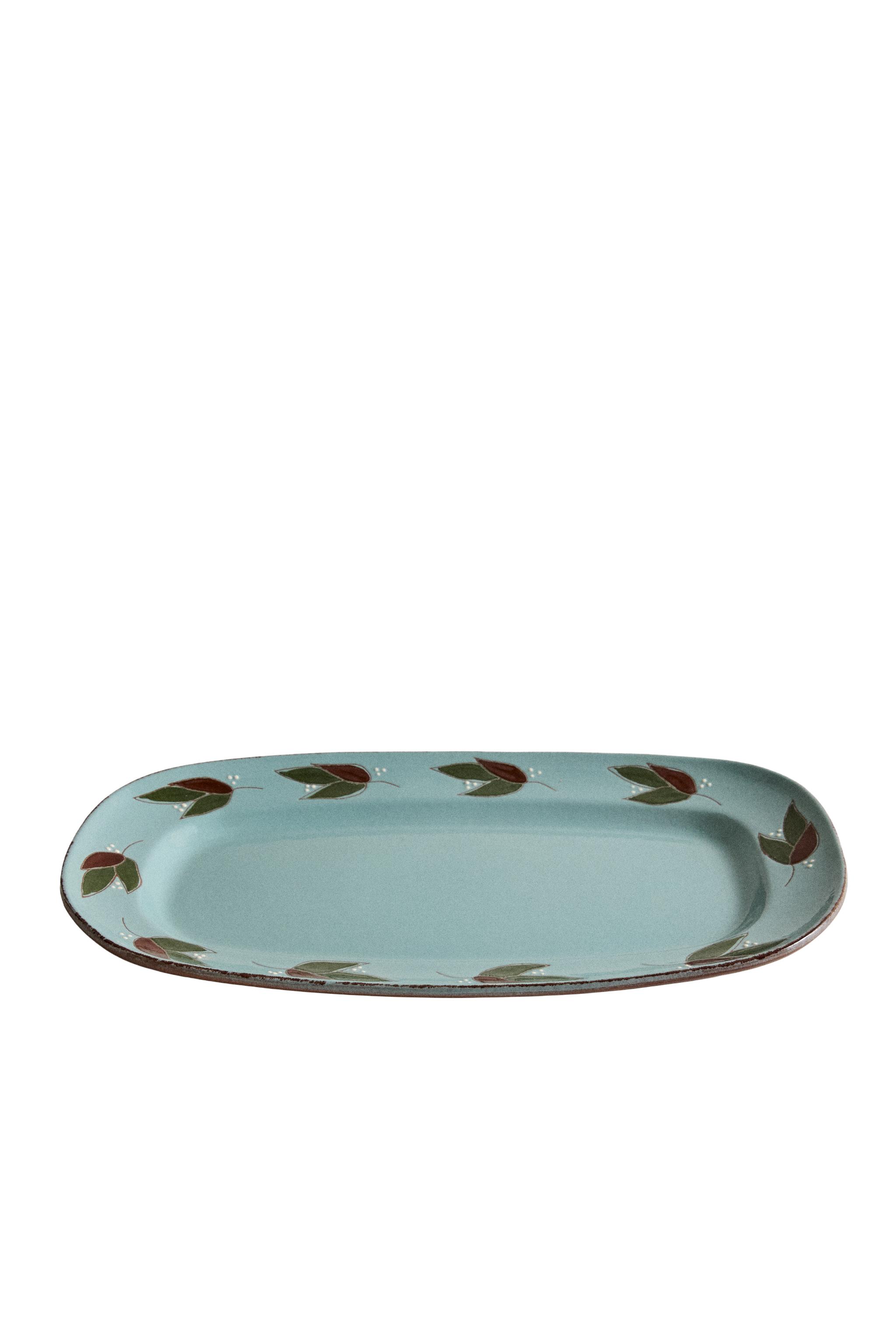 RECTANGULAR LEAF EARTHENWARE SERVING DISH - Blue gray | ZARA