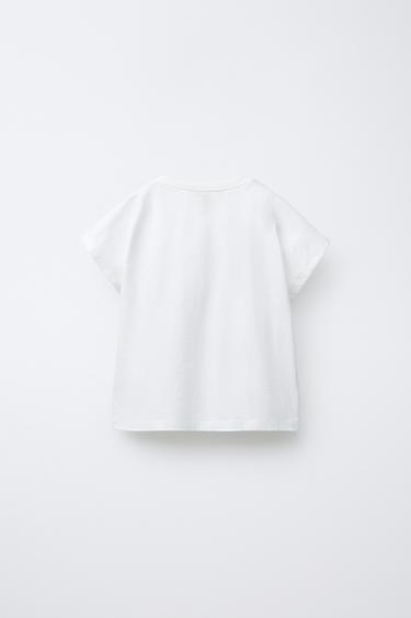 T-SHIRT AVEC INSCRIPTION BRODÉE ET NOEUD - Blanc de Zara - Image 1