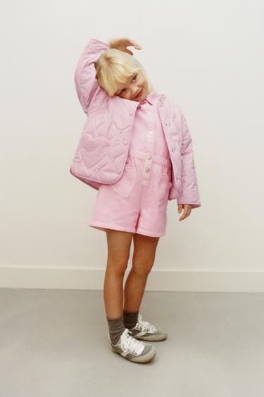 СТЕГАНАЯ КУРТКА С СЕРДЕЧКАМИ — РОЗОВЫЙ от Zara