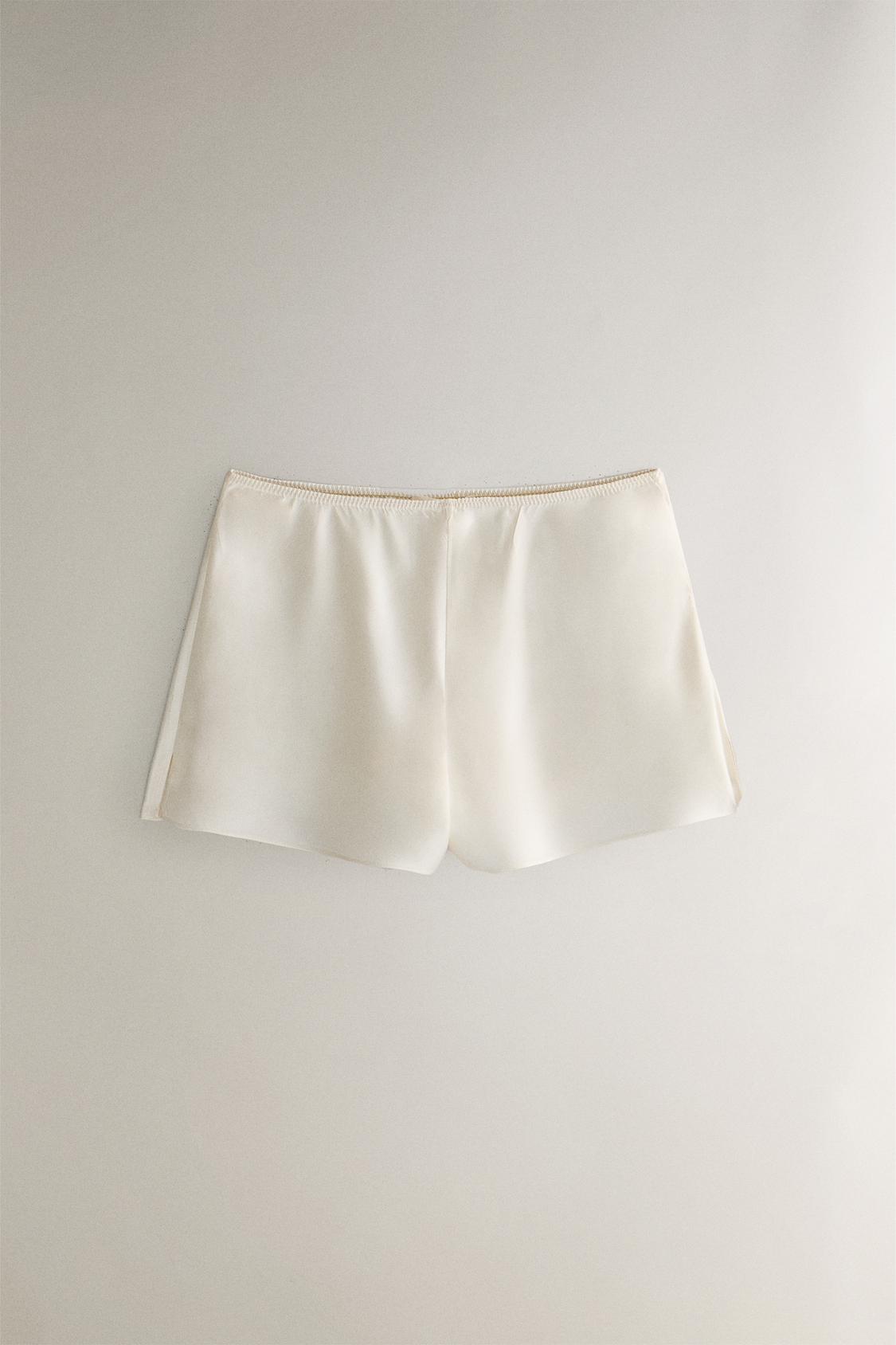 BEIGE SILK SHORTS