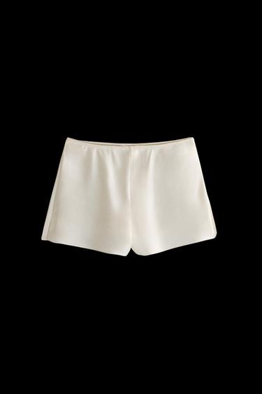 Zara BEIGE SILK SHORTS - Ecru - Image 0