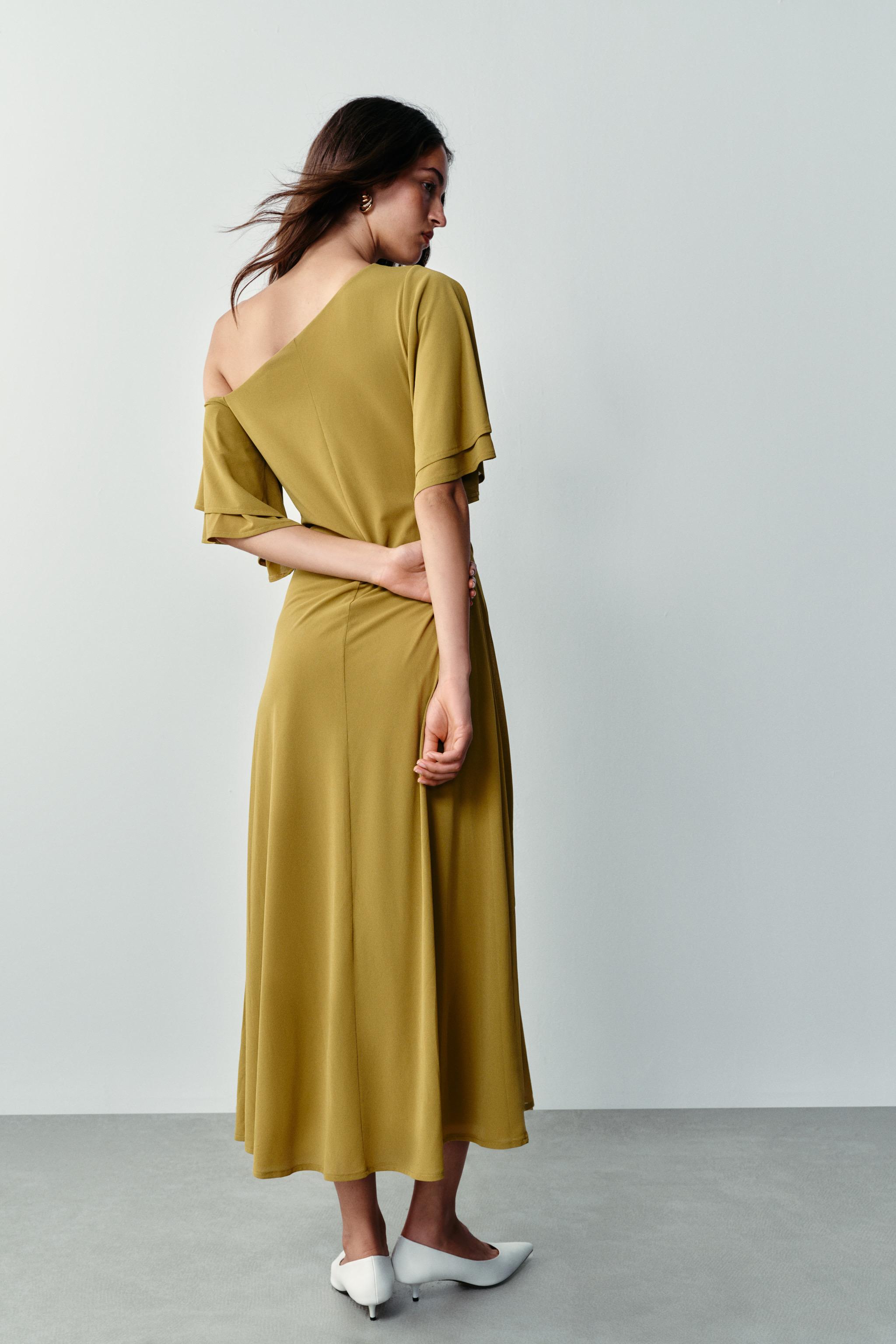 Женские платья Zara RUFFLED SLEEVE DRESS — фото 6