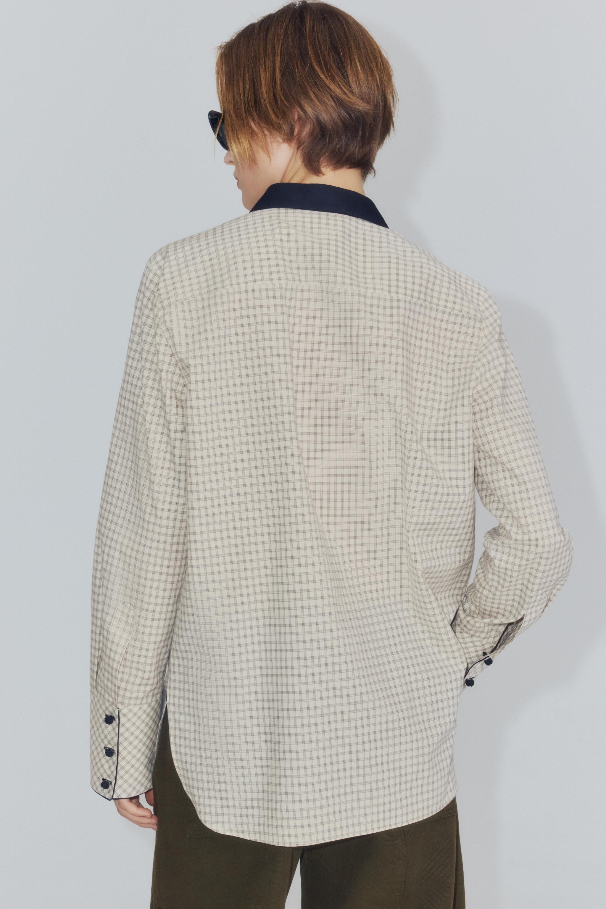ZW COLLECTION CONTRAST COLLAR CHECKED SHIRT