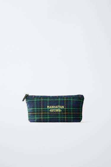 CHECK TOILETRY BAG - Green by Zara