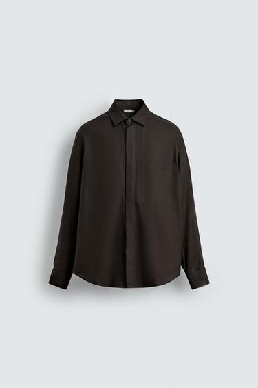 FLUID SHIRT WITH POCKET - Brown by Zara