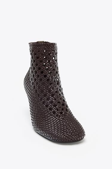 BOTTINES À TALONS TRESSÉES - Marron de Zara - Image 4