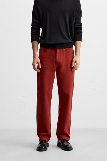 JEANS RELAXED FIT - Rojo de Zara