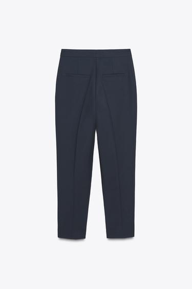 TROUSERS WITH VENT ON THE HEM - Dark navy by Zara - Image 7