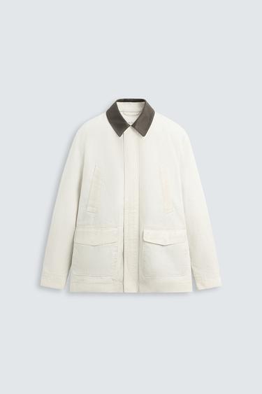 CAZADORA LAVADA COMBINADO - Blanco roto de Zara