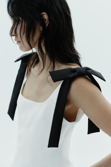 STRETCH TOP WITH BOWS - White by Zara - Image 0