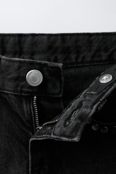 STUDDED DENIM BERMUDA SHORTS - Black by Zara - Image 2