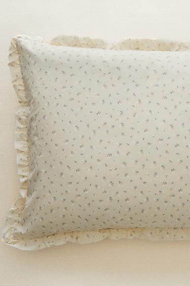 CHILDREN'S FLORAL PRINT RUFFLED PILLOWCASE - Light pink by Zara