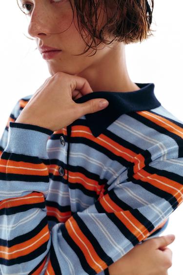 POLO EN MAILLE À RAYURES - Multicolore de Zara - Image 3