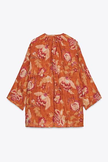 CHEMISE FROISSÉE RAMIE 100 % ZW COLLECTION - Orange de Zara - Image 5