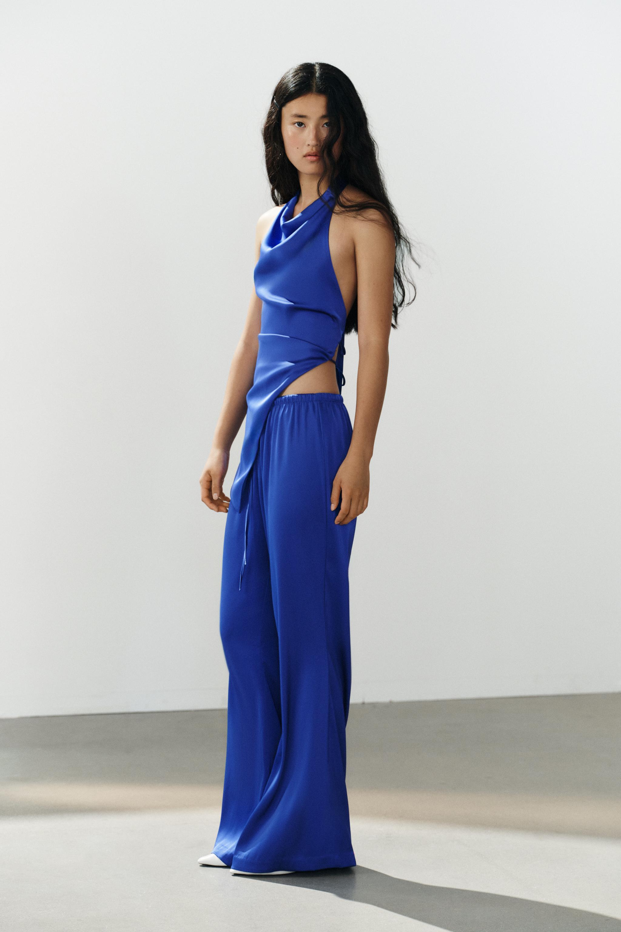 Zara Asimetrik Saten Halter Top görsel 3