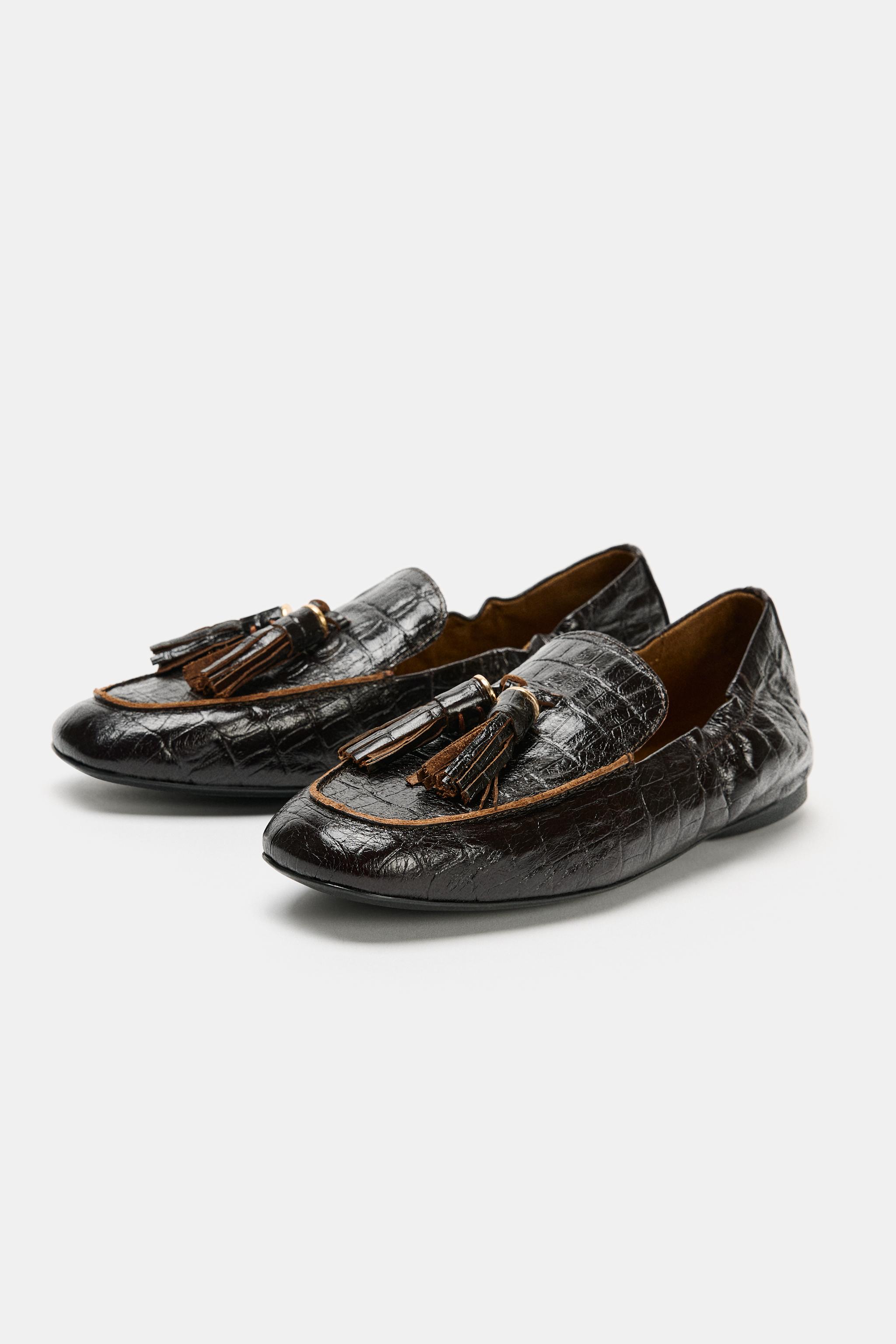 PRINTED LEATHER LOAFERS