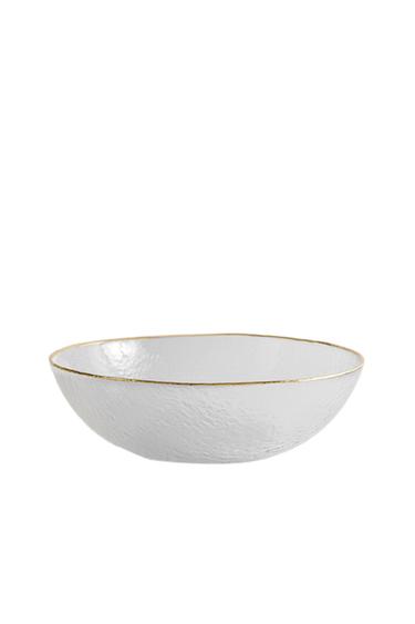 SALATSCHÜSSEL GLAS RELIEF GOLD RAND - Transparent von Zara