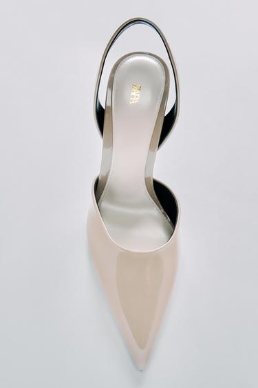 ZAPATO TACÓN DESTALONADO PUNTA - Gris Topo de Zara