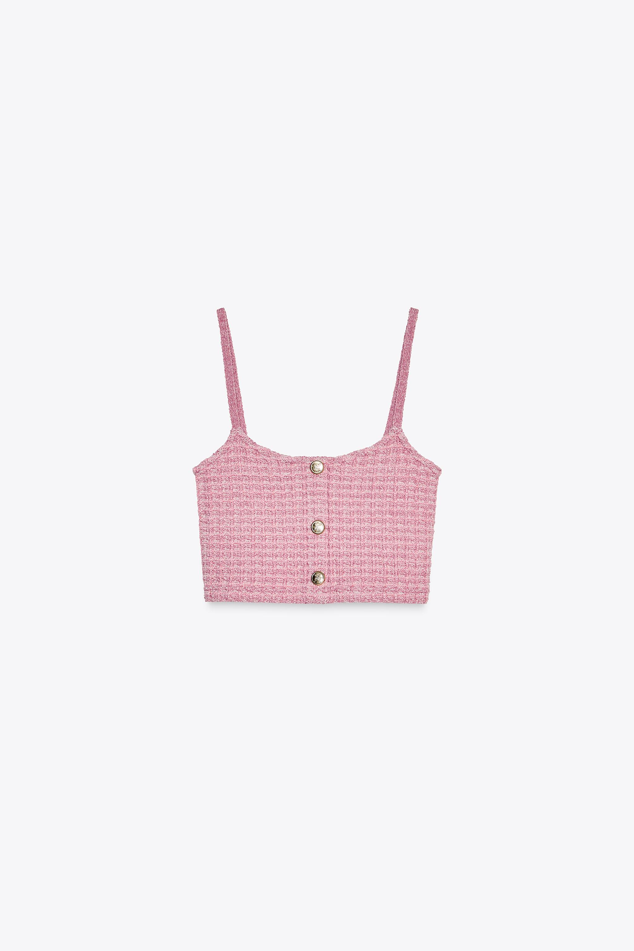 STRETCH CROP TOP - Pink marl | ZARA United States