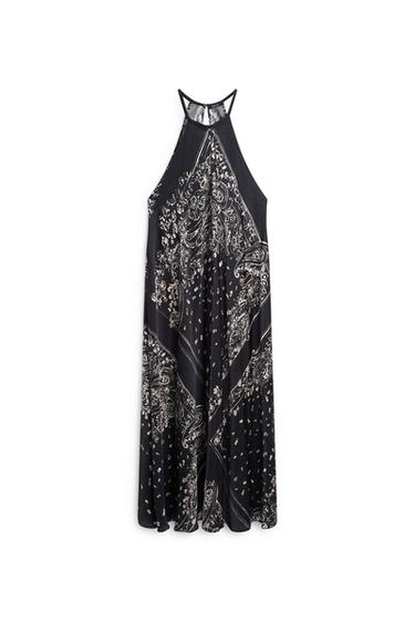 Zara Long flowing paisley halter dress - 045