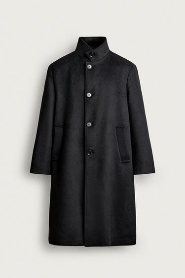 ПАЛЬТО RELAXED FIT З ВИСОКИМ КОМІРОМ - Чорний Zara