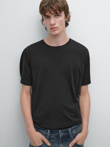 Zara Short sleeve wool blend T-shirt - Charcoal gray