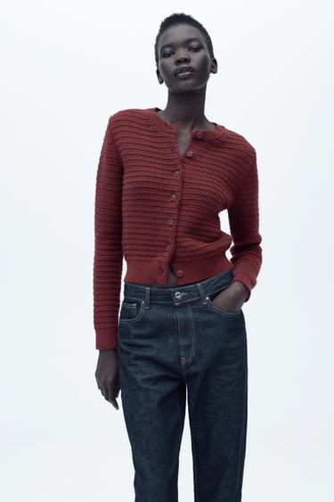 GILET EN MAILLE STRUCTURÉ - Bordeaux de Zara - Image 1