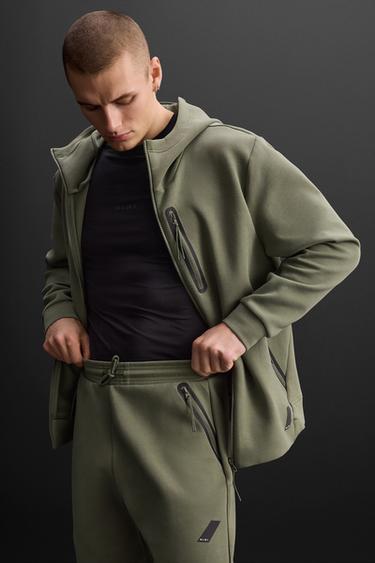 PANTALON DE JOGGING TECHNIQUE À ZIPS - Vert olive de Zara - Image 4