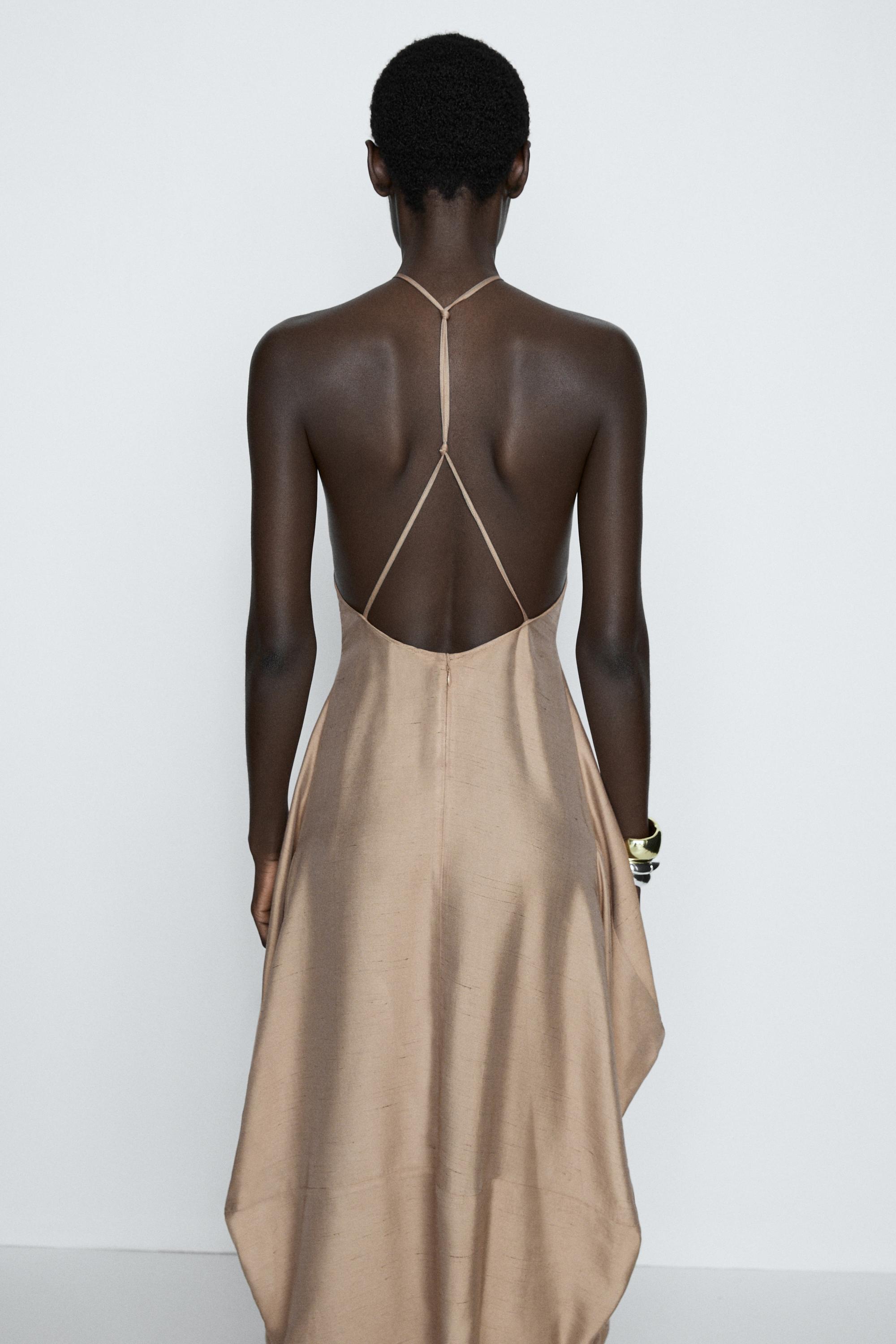 Satin halter flowing dress - STUDIO