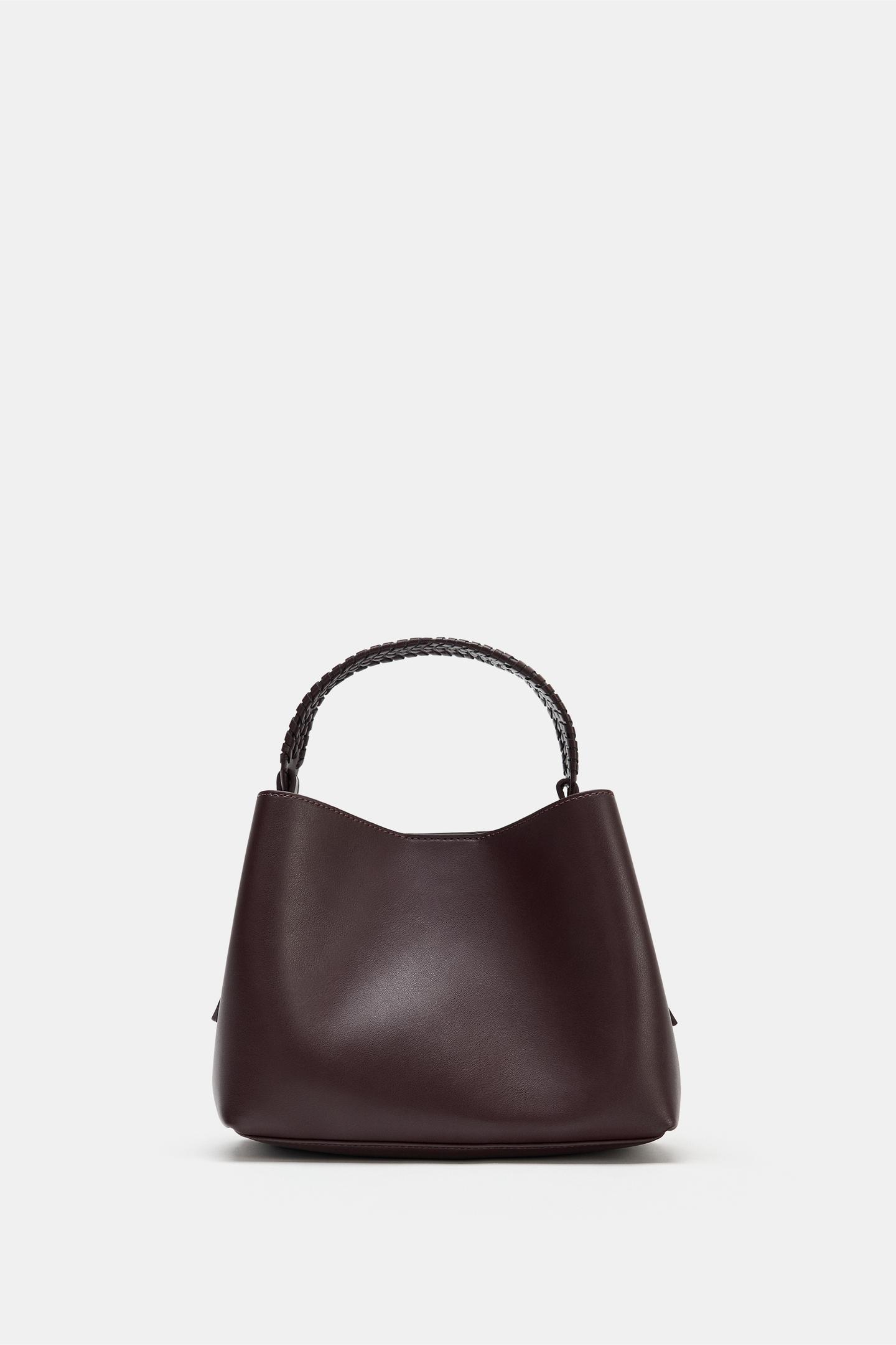 Женская сумка Zara Braided Handle, цвет: Бордовый красный — фото 2