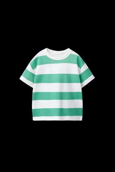 STRIPED BASIC T-SHIRT - Green by Zara - Image 0