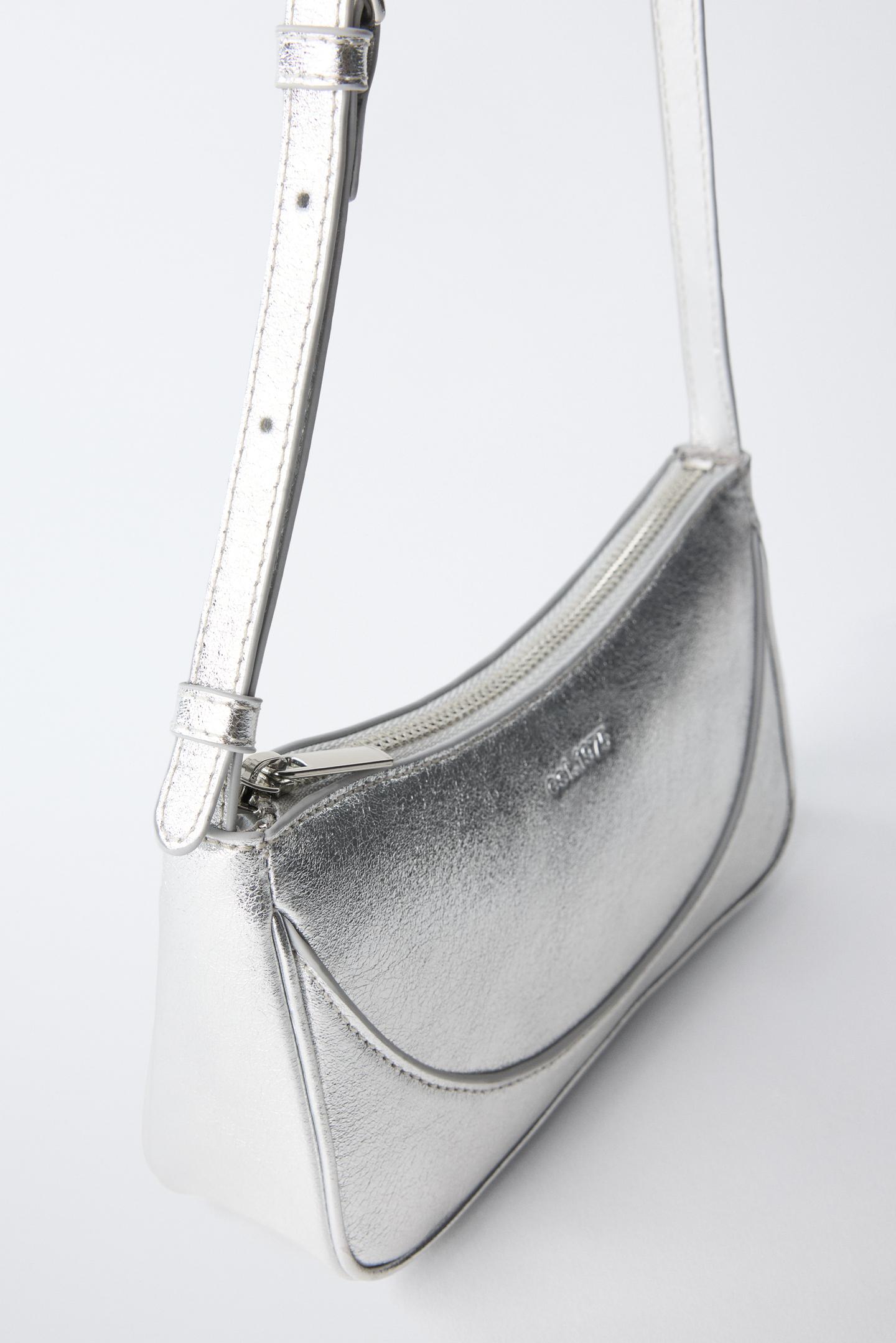 Детская сумка Zara Metallic Crossbody, цвет: Серебряный — фото 3