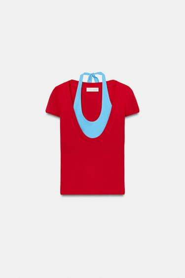TOP DOUBLE EFFET - Rouge de Zara - Image 7