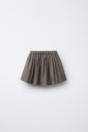 JUPE DOUCE À CARREAUX VICHY - Marron de Zara - Image 1