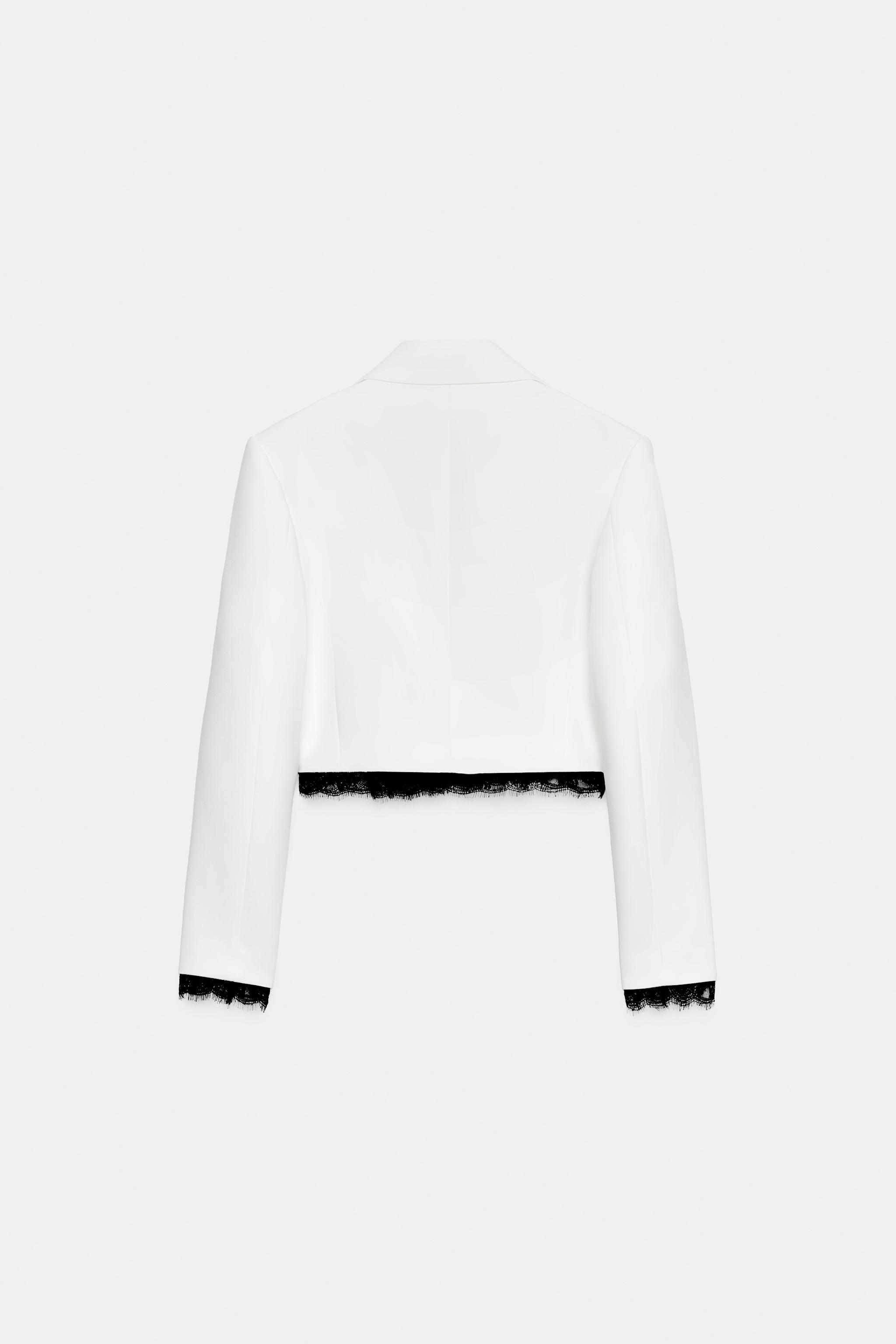 ZARA レーストリムクロップドブレザー　S レーストリム クロップドブレザー - ブラック | ZARA Japan / 日本