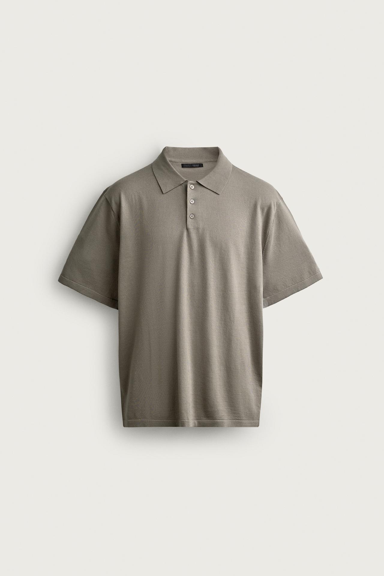 REGULAR FIT COTTON BLEND KNIT POLO — Washed green