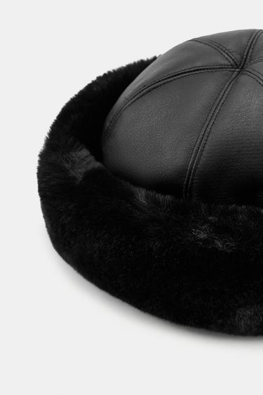 DOUBLE-FACED FAUX FUR HAT - Black by Zara - Image 4