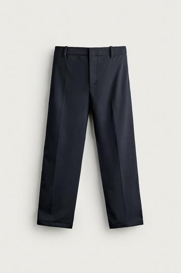 STRAIGHT-FIT PANTS WITH TABS — Dark navy 1