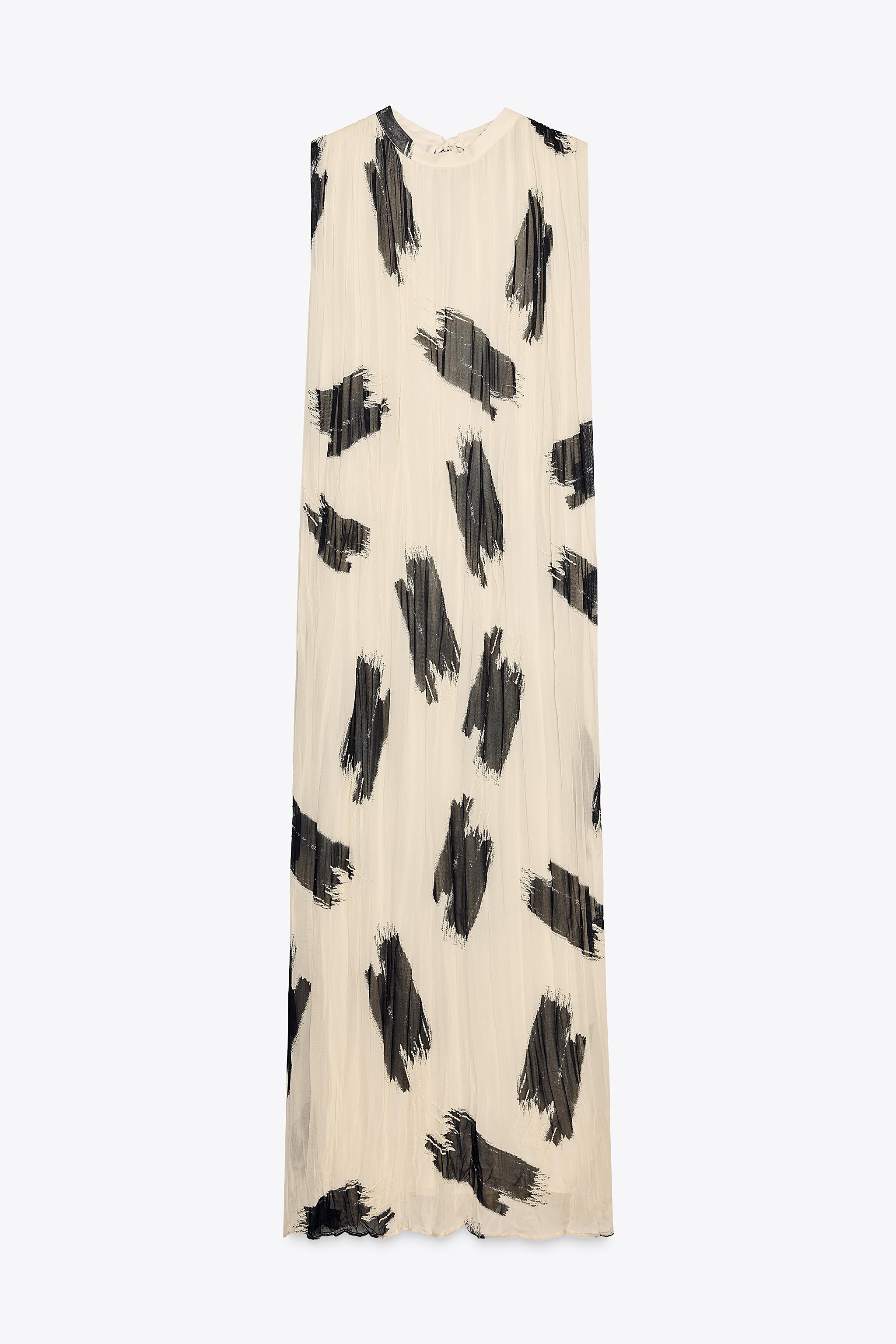 【ZARA】ZW COLLECTION プリントワンピース 6895/056/070 ZW COLLECTION プリントワンピース - エクリュ/ブラック | ZARA