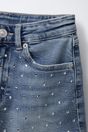 RHINESTONE STAR DENIM BERMUDA SHORTS - Blue by Zara - Image 2