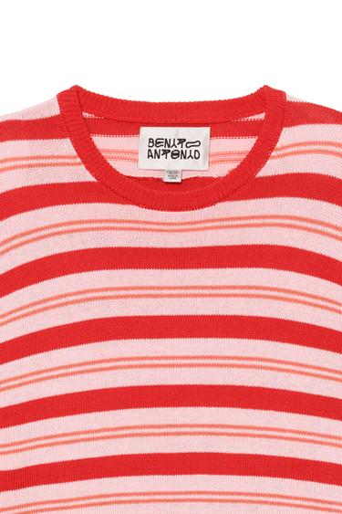 STRIPED COTTON/LINEN JUMPER - Reds by Zara - Image 4
