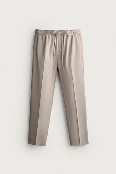 بنطلون بخصر رياضي مريح - بيج فيجوريه الخاص بـ Zara