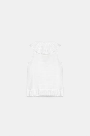RUFFLED LACE TRIM BLOUSE - White by Zara - Image 7