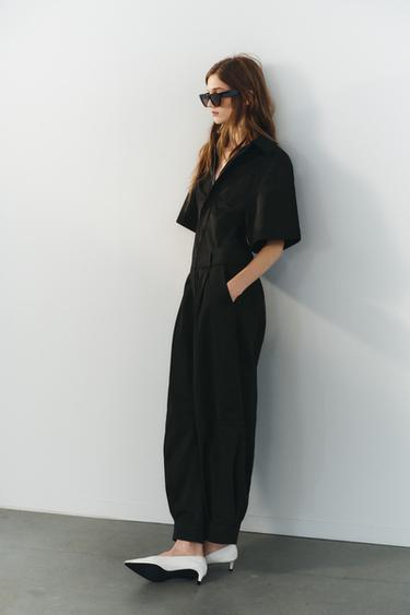Zara GABARDINE JUMPSUIT - Black