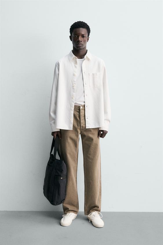 CAMISA DENIM FLUIDO REGULAR FIT - Crudo de Zara - Imagen 0