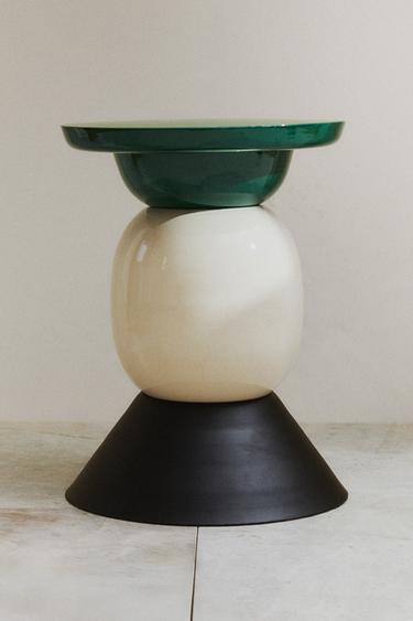 SHINY AND MATTE SIDE TABLE X COLLAGERIE - Green by Zara
