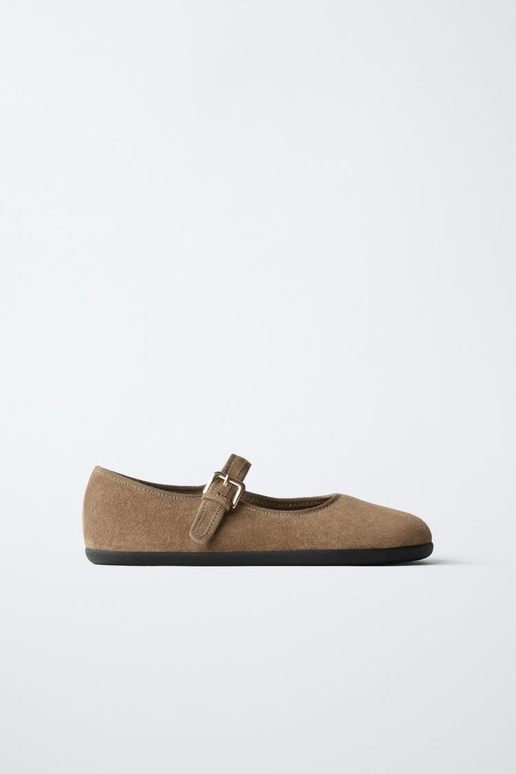 Merceditas Zapato De Zara Mujer BAILARINA PIEL BAREFOOT Marrón