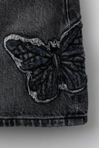 EMBROIDERED BUTTERFLY DENIM SKIRT - Grey by Zara - Image 3