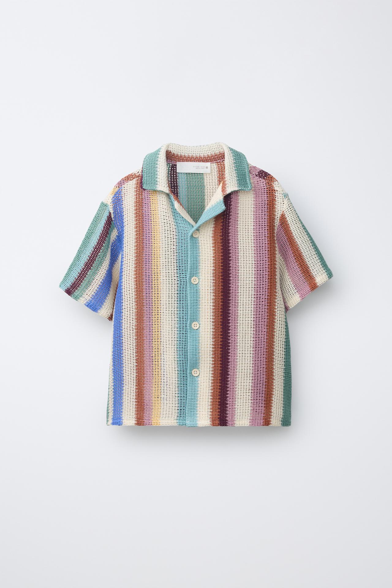 CROCHET STRIPED SHIRT — striped